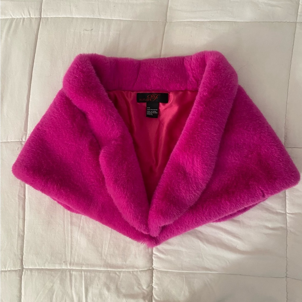 Bright Pink Faux fur stole